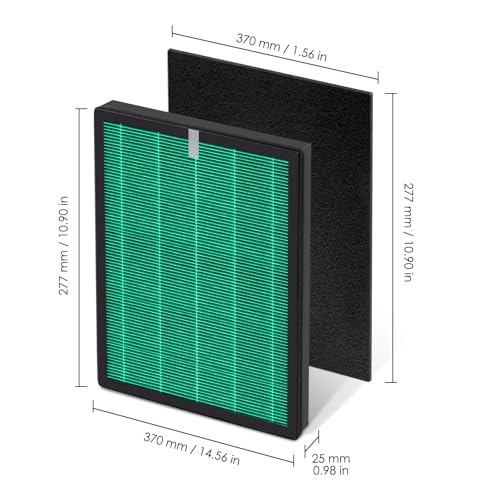 2 Sets Airmega 150 Replacement Filters for Coway Airmega 150 Air Purifier, H13 True HEPA and Active Carbon Filter, 2 Green Filters and 10 Active Carbon Filters, AP-1019C-FP