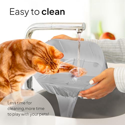 Pretty Paw Wireless Cat Fountain with Motion Sensor - Drinking Fountain for Cats with 45 Days Battery - Water Fountain for Cats with Filter and 3 Litre Water Tank - Aqua Sense (Grey)