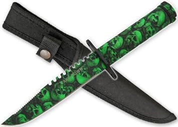 Amazon.com : Green Skull Survival Knife With Sheath 