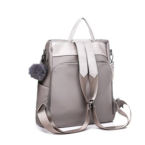 Clearance Sale! ZOMUSA Women Girls Fashion Mini Backpack Shoulder Bag Solid School Bags With Fur Ball (Gray )