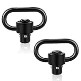 KINBON Qd Sling Swivel Mount, Tactical QD Quick Detach/Release 1.25" Loop Heavy Duty Push Button Swivels - Black (Pack of 2)