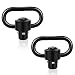 KINBON Qd Sling Swivel Mount, Tactical QD Quick Detach/Release 1.25" Loop Heavy Duty Push Button Swivels - Black (Pack of 2) primary