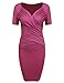 Finejo Women's Cross Front V Neck Ruched Dress Bodycon Pencil Wrap Dresses