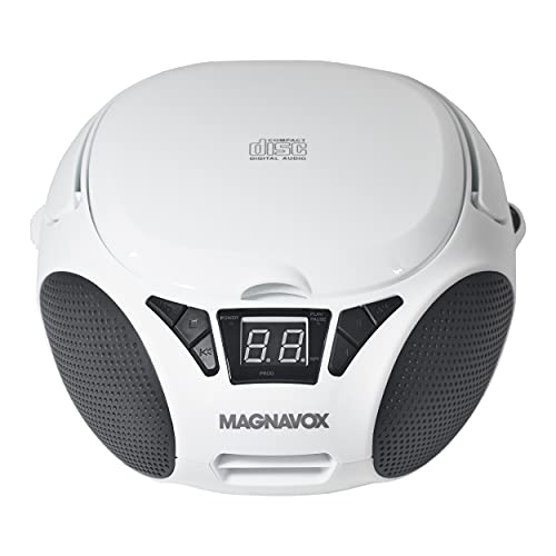Magnavox MD6924WH Portable Top Loading CD Boombox with AM/FM Stereo
