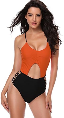 FYINPOL High Waisted Sexy Bikini Hollow One Piece Swimwear Bathing Suit-C M