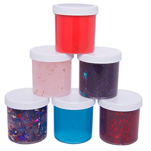 SCS Direct Slime Storage Jars 6oz (6 Pack) - Maddie Rae's Clear Containers For All Your Glue Putty Making