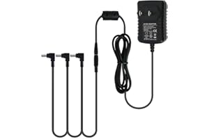 Pigtone Guitar Pedal Power Supply Adapter 9V DC 1A Tip Negative 3 Way Daisy Chain Cables for Guitar Effect Pedal(Tip Negative)