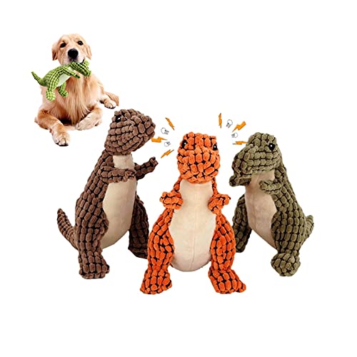 GARENT Indestructible Robust Dino Squeaky Dog Toys for Aggressive