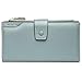 BOSTANTEN Womens Wallet Genuine Leather Wallets Large Capacity Cash Cluth Purses with Zipper Pocket Blue Grey