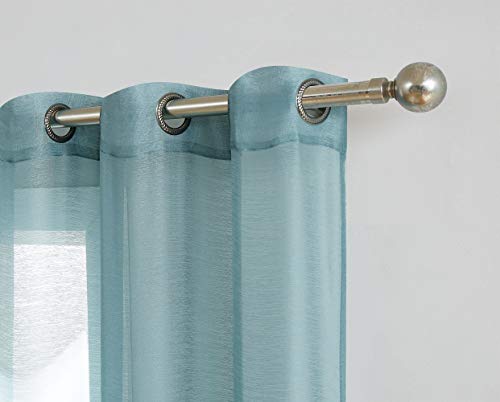Warm Home Designs Pair of 2 Long Size 54" (Width) x 108" (Length) Dusty Blue Sheer Window Curtains. 2 Elegant Voile Panel Drapes are 108 Inch Wide Total - K Dusty Blue 108"