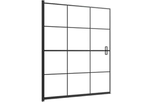 vidaXL ESG Safety Glass Shower Enclosure - 45.7"x55.1", Black Aluminum Profile with ABS Handle, Easy to Install, Transparent Glass