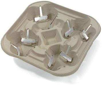 HUH20939 StrongHolder Molded Fiber Cup Tray, 8-22oz, Four Cups