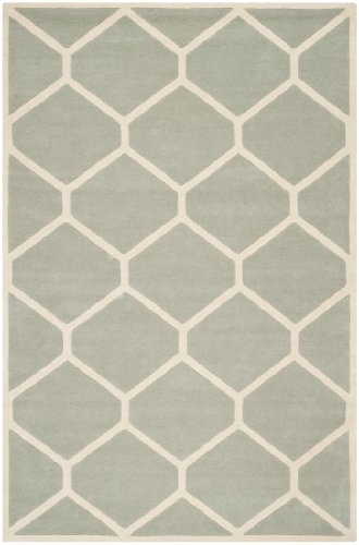 SAFAVIEH Chatham Collection Area Rug - 8'9" x 12', Grey & Ivory, Handmade Geome…
