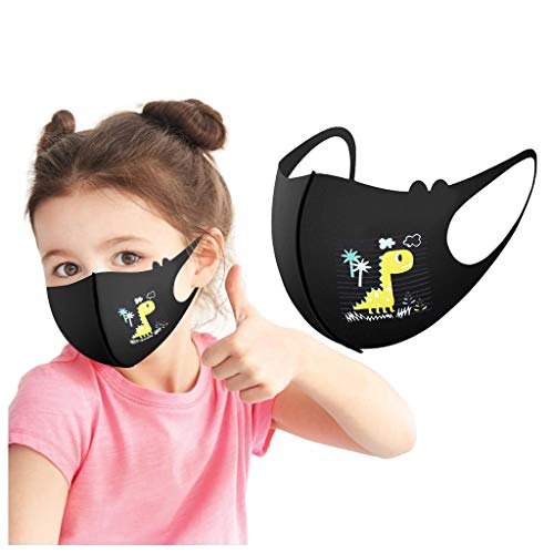 ummboom Reusable and Breathable, Cute Cartoon Face Bandanas with Floral Printing, Anti-Haze Dust, for Kids (5pc A)