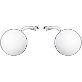 United Pacific 4-inch Curved Arm, Polished Stainless Steel Peep Mirror Bundle Set (L/H Flat Mirror &amp; R/H Convex Mirror), Chrome Plated Arms - One Pair