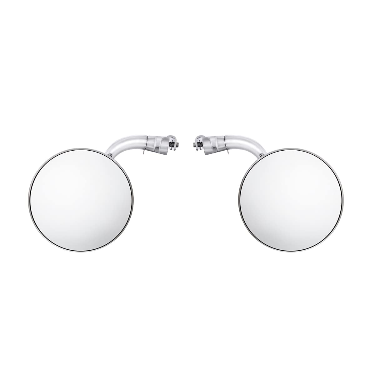 Photo 1 of United Pacific 4-inch Curved Arm, Polished Stainless Steel Peep Mirror Bundle Set (L/H Flat Mirror & R/H Convex Mirror), Chrome Plated Arms - One Pair
