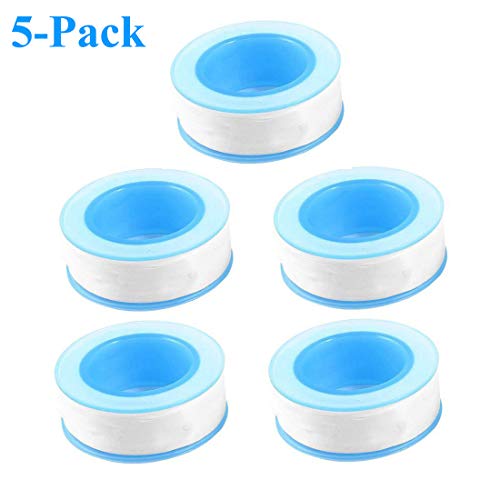 Teflon Tape, Thread Seal Tapes,PTFE Thread Seal Tape for Plumbers Sealant Tape for Leak Water Pipe Thread 1/2 inch x 500 inch (5 Pack/White)