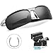 Pulabecs Men's Sports Style Polarized Sunglasses Driver Glasses Unbreakable Frame PS071 (Silver Frame Black Lens, Clear)