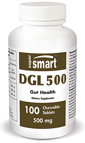 Supersmart- Gastro-Intestinal - DGL - Licorice Root Extract, Most Effective Form & Dose. 500 mg, 100 Chewable Tablets.