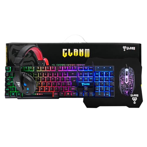 Combo GAMER 4 em 1 MTS, Nightmare • Mouse 4D - 3600 Dpi • Teclado RGB LED Rainbow Anti-Ghosting • Fone e Microfone Headset 45mW Stereo • Mousepad 290x250 • Quality Premium • Setup Gamer
