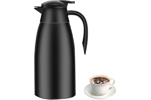 2L Stainless Steel Thermal Coffee Carafe Double Wall Vacuum Insulated Carafe Jug with Lid Coffee Drinks Pot with Handle Warm 