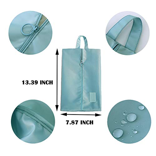 ZAIXU Portable Nylon Travel Shoe Bags with Zipper Closure (Blue and Gray, Set of 4pcs)