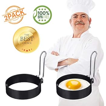 ARTISTORE Egg Ring, Round Egg Pancake Maker Mold, Stainless Steel Non Stick Metal Circle Shaper Mold, Household Kitchen Cooking Tool for Frying McMuffin or Shaping Eggs, Egg Maker Molds 2 Pack