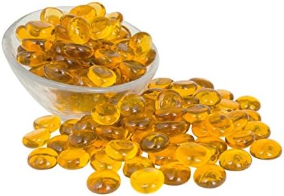 Honey Glass Gems (5 Lbs. 700 Count) - FILLS 1 ½ Quarts Vol. - Non-Toxic Lead Free Vase Filler, Table Scatter, Aquarium Filler - Beautiful, Smooth, Fun, Vibrant Colors by Artisan Supply