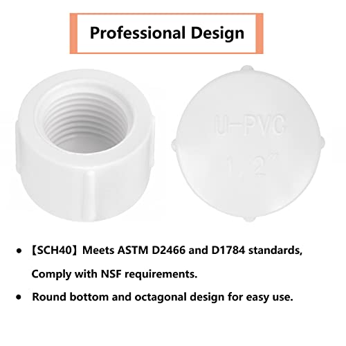 20Pack 1/2 Inch Female PVC Pipe End Cap 1/2 Inch Female Threaded Plug
