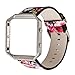Genuine Leather Watch Band Strap for Fitbit Blaze,Luxury Genuine Leather Floral Leather Strap Replacement WatchBand & Frame Holder Shell For Fitbit Blaze by ABCsell (E)