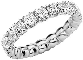Special Round White Gold Full Eternity Stackable Ring Moissanite Diamond Cubic Zirconia for Women and Teens