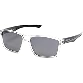 Harley-Davidson Men's Square Sunglasses Crystal Smoke Mirror | Rubber grip temple inserts, 100% UVA/UVB protection, Soft pouch included, Printed Harley-Davidson logo, Secure all-day fit