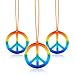 10 Pieces Rainbow Peace Sign Pedant Necklace Set 1960's Hippie Accessories for Women Men