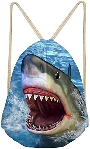 SEANATIVE Cinch Drawstring Backpack Cool Animal Shark Gymsack Sack Pack Beach Gym Bag, Print-8