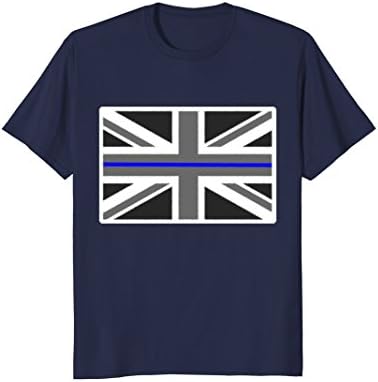 Mens Thin Blue Line UK Flag English Police Union Jack T-Shirt 3XL Navy
