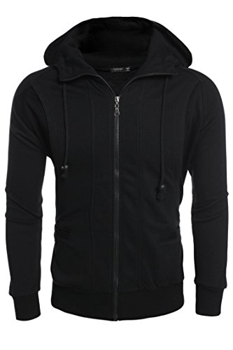Coofandy Men's Casual Zip Up Hoodie Sweatshirt Cotton Blend Jackets