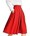 Yige Women's High Waist Flared Skirt Pleated Midi Skirt with Pocket