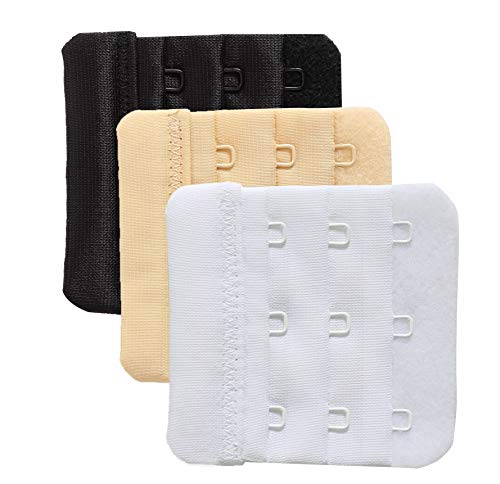 Bra Extender 3 Hook Women Bra Straps Extenders Pack of 3 Soft Comfortable, 2.4" x 2.3"