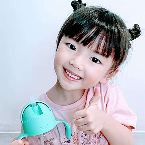 Evorie Tritan Weighted Straw Sippy Cup with Handles for Baby and