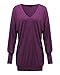ZANZEA Women's V-neck Long Sleeve Loose Blouse Jumper Tops Mini Dress Pullover Purple US 6-8/ASIAN M