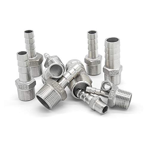 Thread Hose Pipe Fitting Male x Barb Hose Tail Stainless Steel Connector BSP