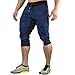 MECH-ENG Men's 3/4 Joggers Pants Workout Gym Capri Shorts Zipper Pockets(Navy M/Tag XL)
