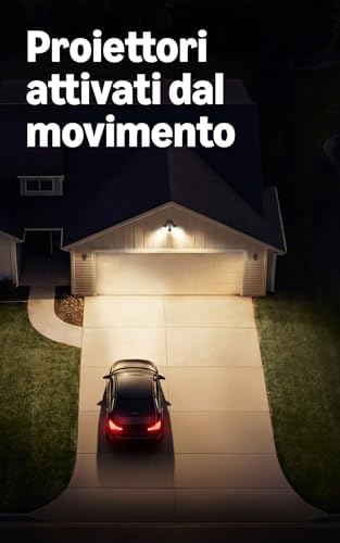 Videocamera con proiettori (Floodlight Cam), alimentazione via cavo(ultimo modello),video 2K, zoom avanzato 6x, proiettori ultraluminosi,prova gratuita di 30 giorni del piano di abbonamento Ring