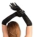 Kangaroo Long Black Opera Party Gloves for Women -1920s 20s Satin Stretchy Elbow Length, Cosplay Dress Costumes Accessory