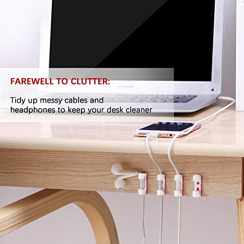 100Pcs Self-Adhesive Cable Clips Clear,Cable Organizer Cord Holder Durable Cord Management for Office and Home,Transparent（White）