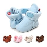Isbasic Unisex Baby Fleece Lined Cozy Booties Non-Skid Toddler Slippers Infant Winter Warm Socks Shoes