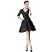 Heroecol Womens Vintage 1950s Dresses Cross V Neck Short Sleeve 50s 60s Style Retro Swing Cotton Dress