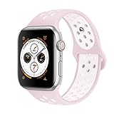 AdMaster Compatible for Apple Watch Bands 38mm,Soft Silicone Replacement Wristband Compatible for iWatch Apple Watch Series 1/2/3 - S/M Barely Rose/Pearl Pink