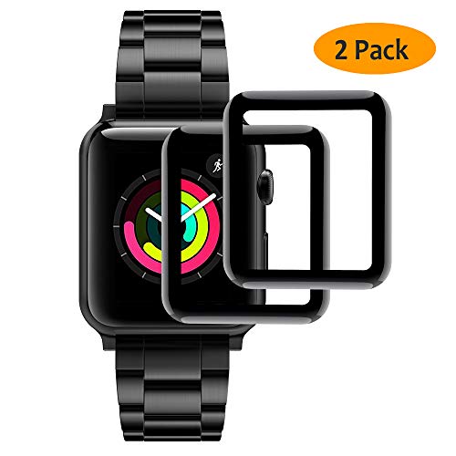 Hianjoo Tempered Glass Screen Protector 3D Curved Full Coverage Anti-Scratch Compatible with Apple Watch 42mm Series 3/2/1 - Black Edge [2-Pack] - Thumbnail 7