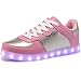 HengVanTong USB Charging 11 Colors LED Shoes, Light Up Flashing Fashion Sneakers for Mens & Womens, Pink 37